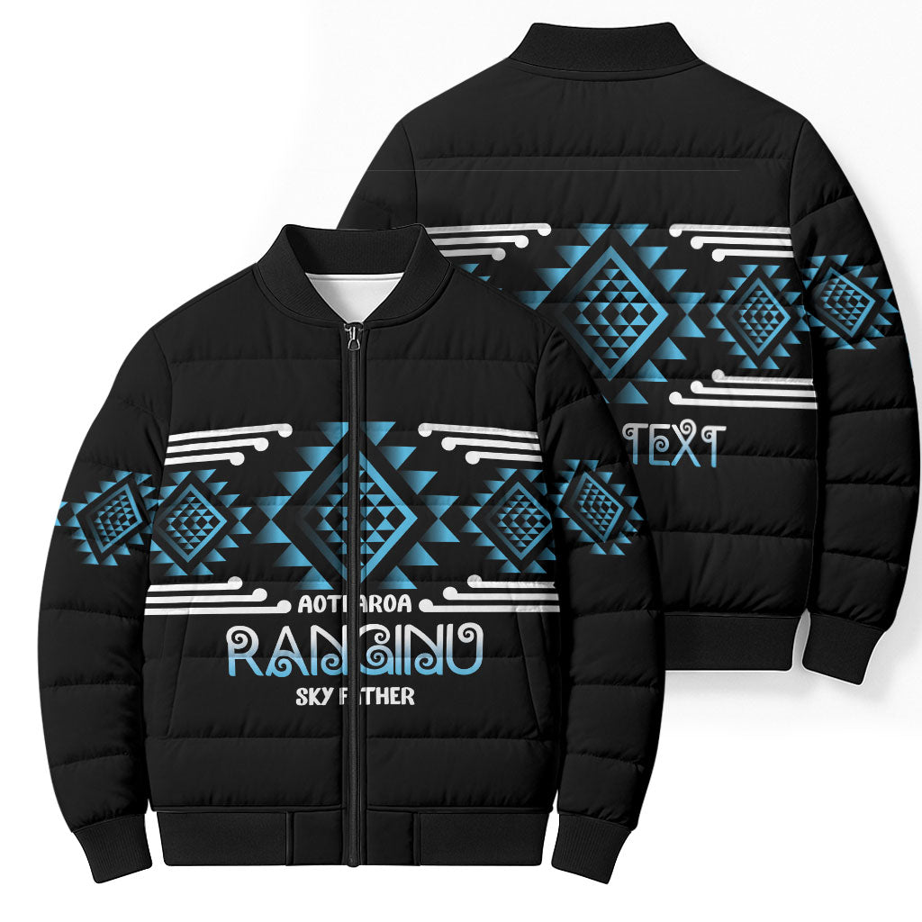 Aotearoa Atua Ranginui Personalised Bomber Puffer Jacket Maori Sky Father Taniko Motifs LT14 - Polynesian Pride