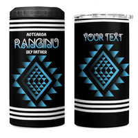 Aotearoa Atua Ranginui Personalised 4 in 1 Can Cooler Tumbler Maori Sky Father Taniko Motifs LT14 One Size: 16 oz Blue - Polynesian Pride