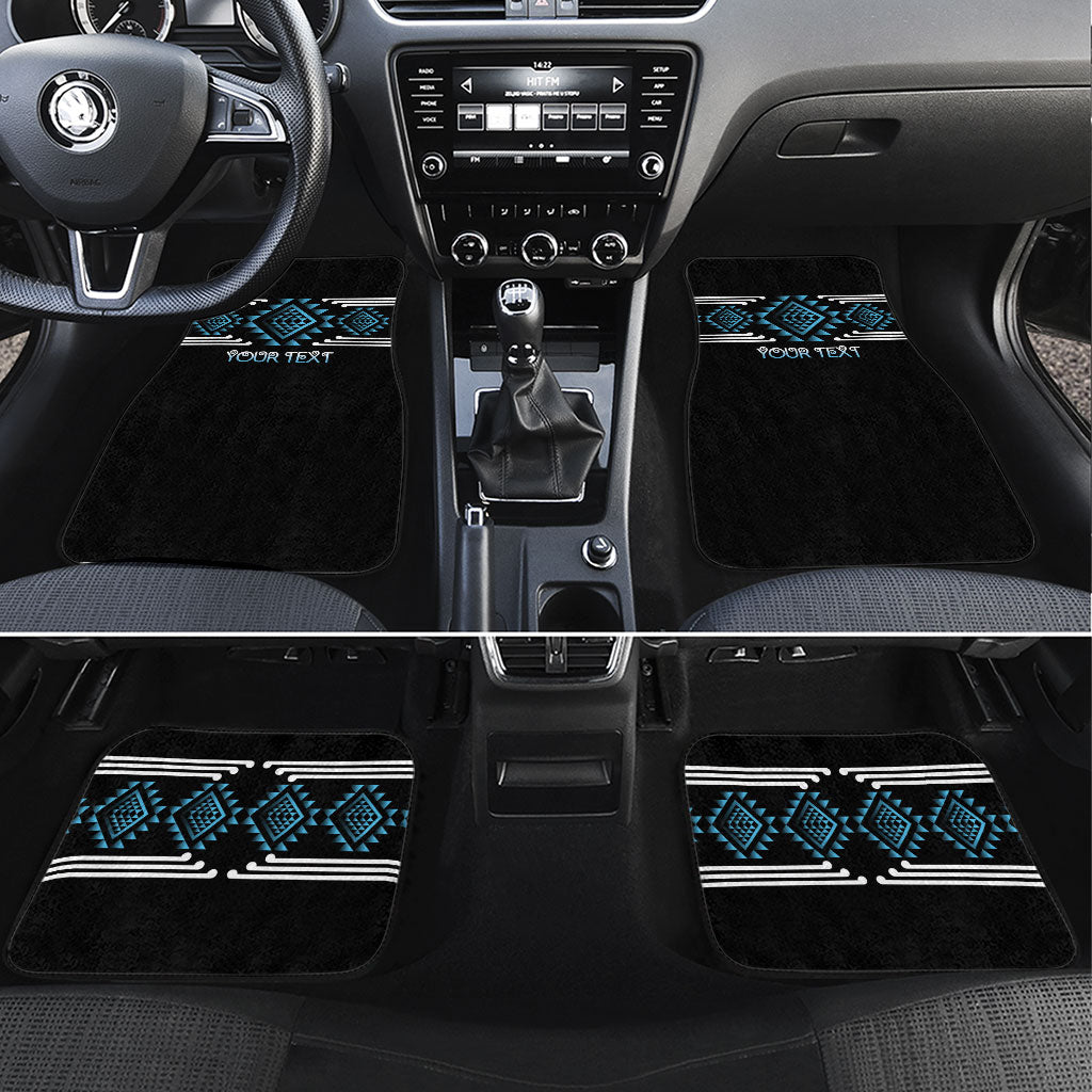 Aotearoa Atua Ranginui Personalised Car Mats Maori Sky Father Taniko Motifs LT14 Set 4pcs Blue - Polynesian Pride