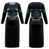 Aotearoa Atua Ranginui Personalised Couples Matching Long Sleeve Bodycon Dress and Long Sleeve Button Shirt Maori Sky Father Taniko Motifs LT14 - Polynesian Pride