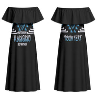 Aotearoa Atua Ranginui Personalised Couples Matching Off Shoulder Maxi Dress and Hawaiian Shirt Maori Sky Father Taniko Motifs LT14 - Polynesian Pride