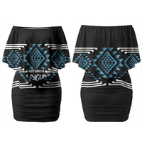 Aotearoa Atua Ranginui Personalised Couples Matching Off Shoulder Short Dress and Hawaiian Shirt Maori Sky Father Taniko Motifs LT14 - Polynesian Pride