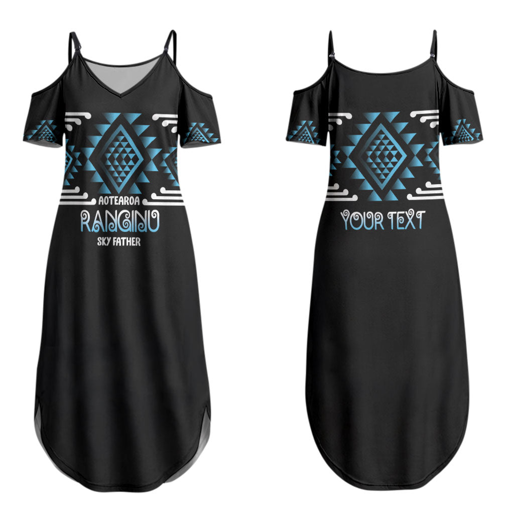 Aotearoa Atua Ranginui Personalised Couples Matching Summer Maxi Dress and Hawaiian Shirt Maori Sky Father Taniko Motifs LT14 - Polynesian Pride