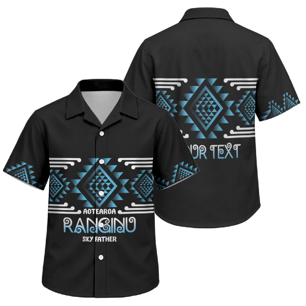 Aotearoa Atua Ranginui Personalised Family Matching Short Sleeve Bodycon Dress and Hawaiian Shirt Maori Sky Father Taniko Motifs LT14 Son's Shirt Blue - Polynesian Pride