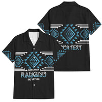 Aotearoa Atua Ranginui Personalised Family Matching Tank Maxi Dress and Hawaiian Shirt Maori Sky Father Taniko Motifs LT14 Dad's Shirt - Short Sleeve Blue - Polynesian Pride