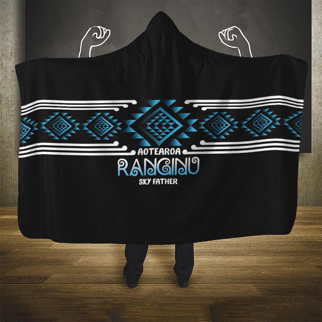 Aotearoa Atua Ranginui Hooded Blanket Maori Sky Father Taniko Motifs LT14 - Polynesian Pride