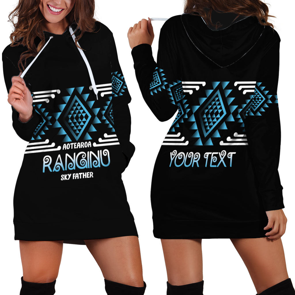 Aotearoa Atua Ranginui Personalised Hoodie Dress Maori Sky Father Taniko Motifs LT14 - Polynesian Pride