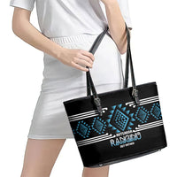 Aotearoa Atua Ranginui Leather Tote Bag Maori Sky Father Taniko Motifs LT14 - Polynesian Pride