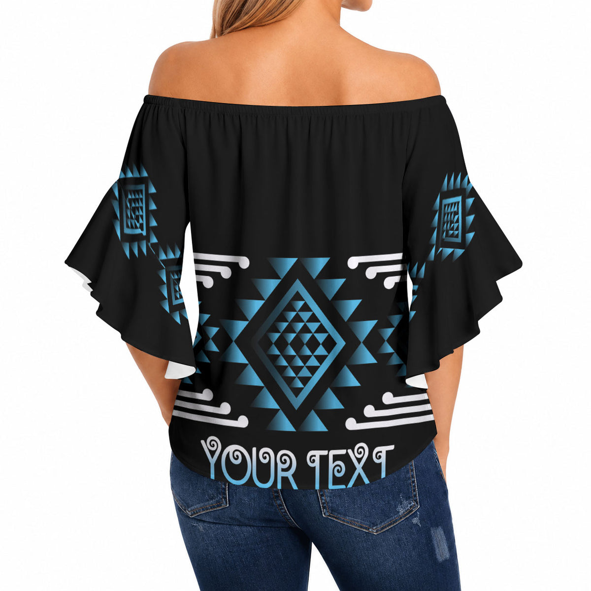 Aotearoa Atua Ranginui Personalised Off Shoulder Wrap Waist Top Maori Sky Father Taniko Motifs LT14 - Polynesian Pride