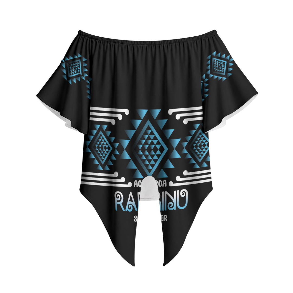 Aotearoa Atua Ranginui Personalised Off Shoulder Wrap Waist Top Maori Sky Father Taniko Motifs LT14 - Polynesian Pride