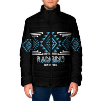 Aotearoa Atua Ranginui Personalised Padded Jacket Maori Sky Father Taniko Motifs LT14 Men Blue - Polynesian Pride