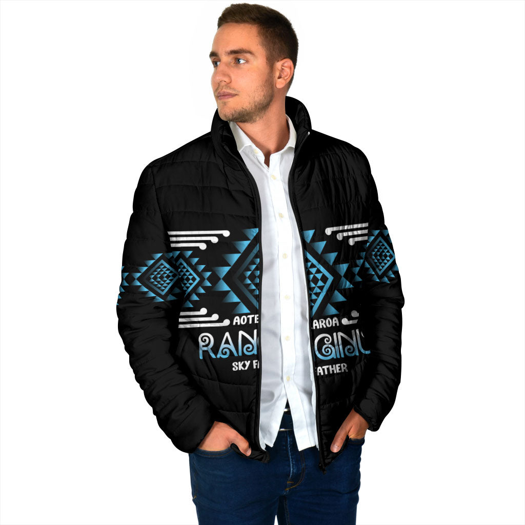 Aotearoa Atua Ranginui Personalised Padded Jacket Maori Sky Father Taniko Motifs LT14 - Polynesian Pride
