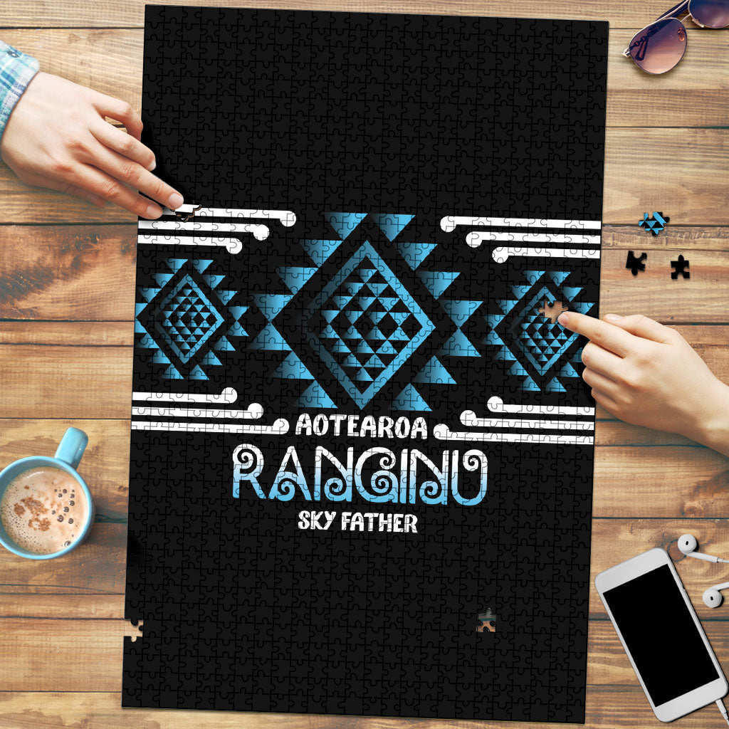 Aotearoa Atua Ranginui Puzzle Maori Sky Father Taniko Motifs LT14 Blue - Polynesian Pride