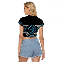 Aotearoa Atua Ranginui Personalised Raglan Cropped T Shirt Maori Sky Father Taniko Motifs LT14 - Polynesian Pride