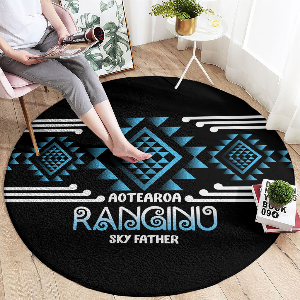 Aotearoa Atua Ranginui Round Carpet Maori Sky Father Taniko Motifs LT14 - Polynesian Pride