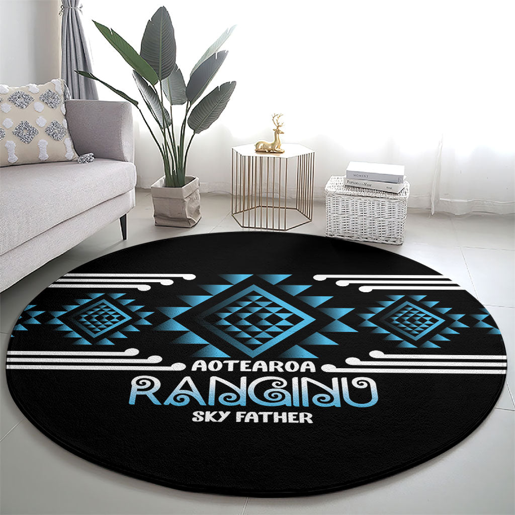 Aotearoa Atua Ranginui Round Carpet Maori Sky Father Taniko Motifs LT14 - Polynesian Pride