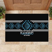 Aotearoa Atua Ranginui Rubber Doormat Maori Sky Father Taniko Motifs LT14 Blue - Polynesian Pride