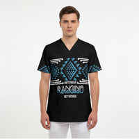 Aotearoa Atua Ranginui Personalised Scrub Top Maori Sky Father Taniko Motifs LT14 - Polynesian Pride