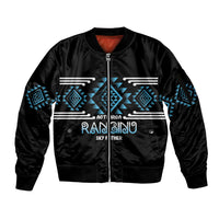 Aotearoa Atua Ranginui Personalised Sleeve Zip Bomber Jacket Maori Sky Father Taniko Motifs LT14 Unisex Blue - Polynesian Pride