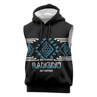 Aotearoa Atua Ranginui Personalised Sleeveless Hoodie Maori Sky Father Taniko Motifs LT14 Blue - Polynesian Pride