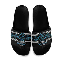 Aotearoa Atua Ranginui Slide Sandals Maori Sky Father Taniko Motifs LT14 Blue - Polynesian Pride