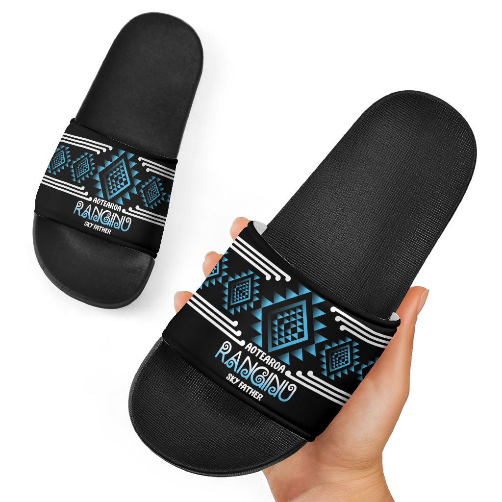 Aotearoa Atua Ranginui Slide Sandals Maori Sky Father Taniko Motifs LT14 - Polynesian Pride