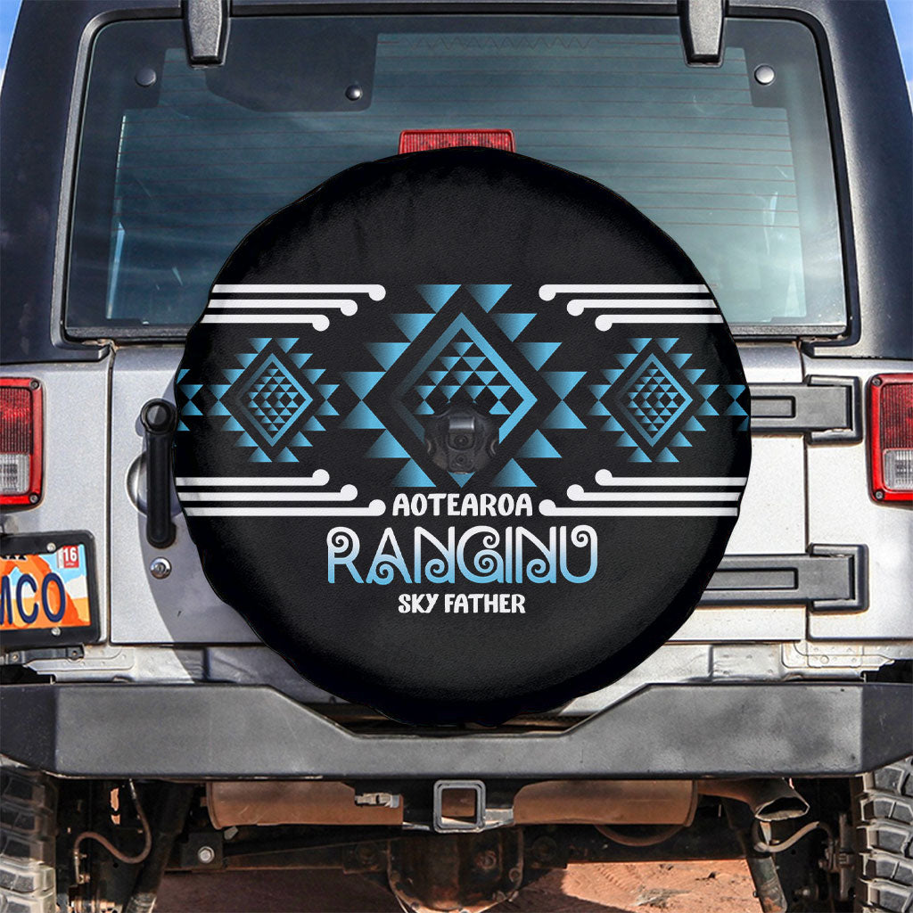 Aotearoa Atua Ranginui Spare Tire Cover Maori Sky Father Taniko Motifs LT14 Blue - Polynesian Pride