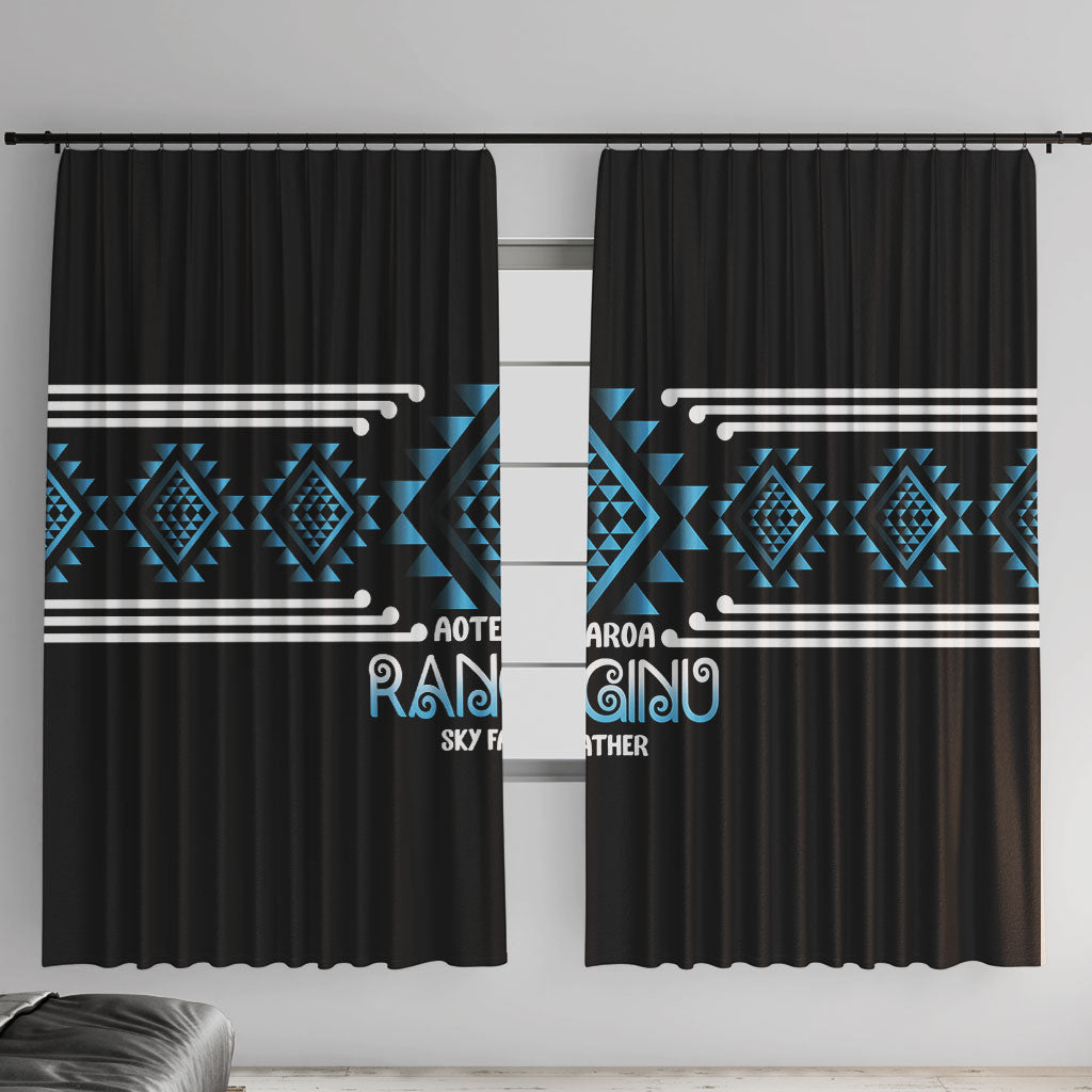 Aotearoa Atua Ranginui Window Curtain Maori Sky Father Taniko Motifs LT14 With Hooks Blue - Polynesian Pride