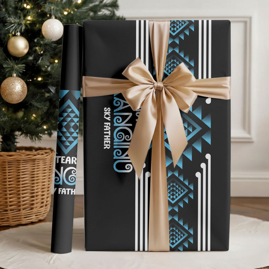 Aotearoa Atua Ranginui Wrapping Paper Maori Sky Father Taniko Motifs LT14 - Polynesian Pride