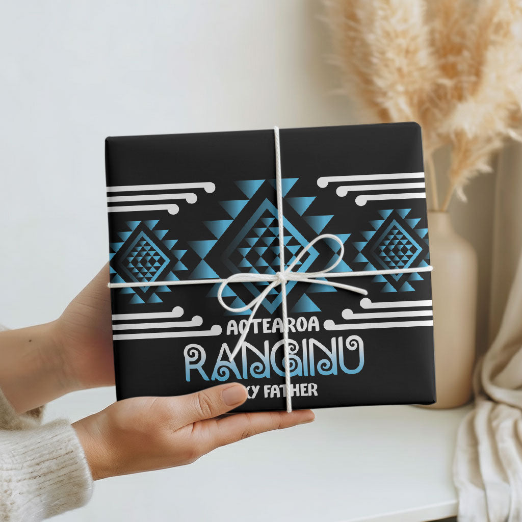 Aotearoa Atua Ranginui Wrapping Paper Maori Sky Father Taniko Motifs LT14 - Polynesian Pride