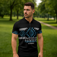 Aotearoa Atua Ranginui Personalised Zipper Polo Shirt Maori Sky Father Taniko Motifs LT14 - Polynesian Pride