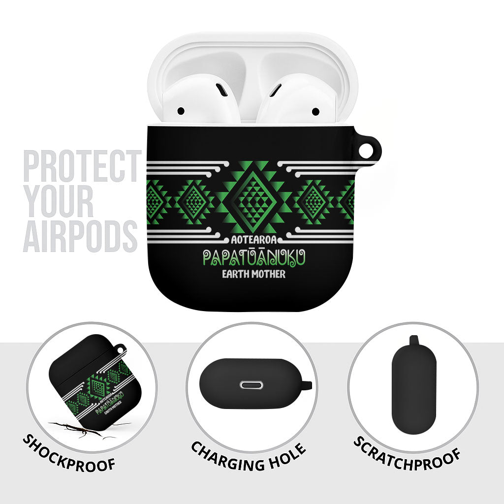 Aotearoa Atua Papatuanuku AirPods Case Maori Earth Mother Taniko Motifs LT14 - Polynesian Pride