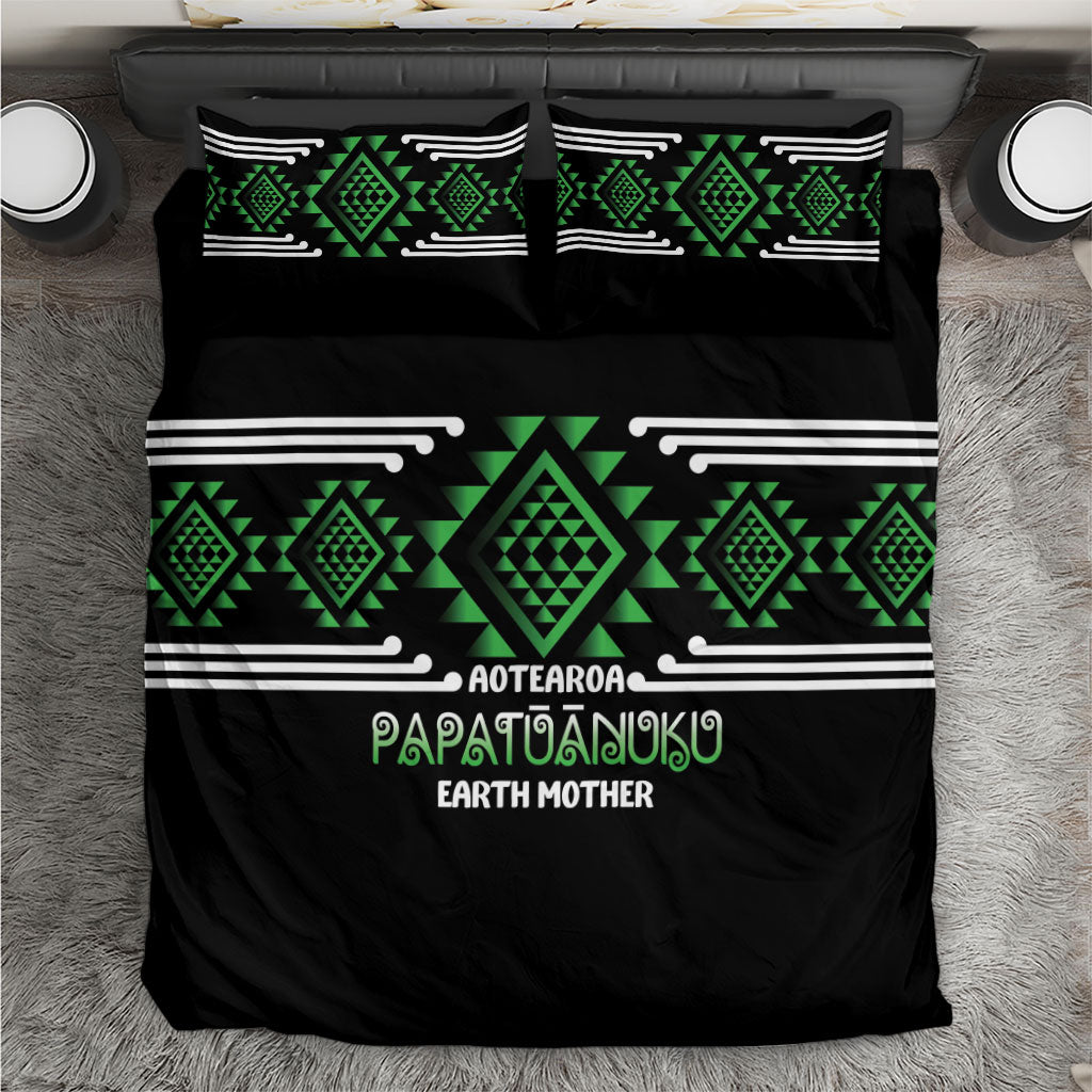Aotearoa Atua Papatuanuku Bedding Set Maori Earth Mother Taniko Motifs LT14 Green - Polynesian Pride