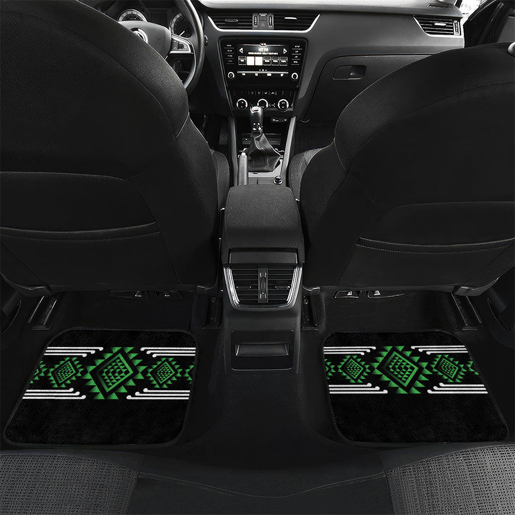 Aotearoa Atua Papatuanuku Personalised Car Mats Maori Earth Mother Taniko Motifs LT14 Set 2pcs - Back Green - Polynesian Pride
