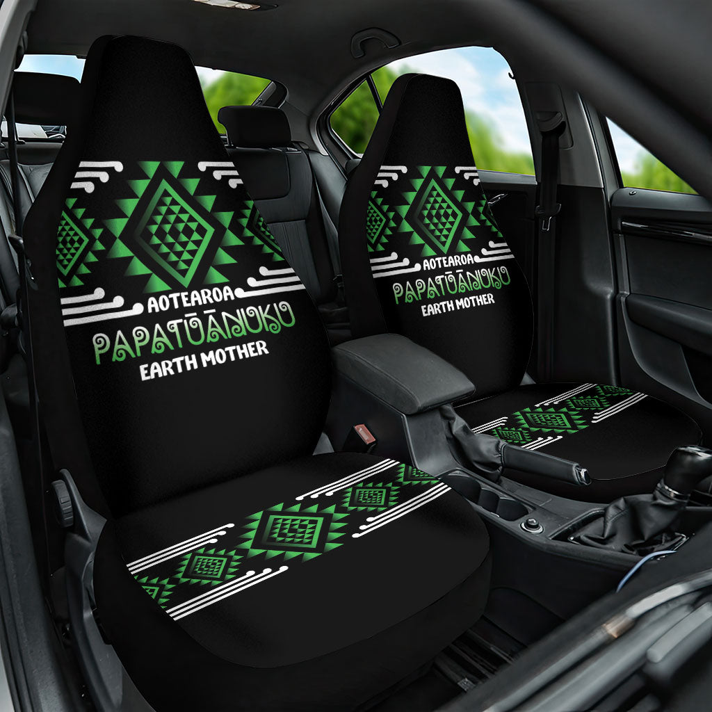 Aotearoa Atua Papatuanuku Car Seat Cover Maori Earth Mother Taniko Motifs LT14 One Size Green - Polynesian Pride