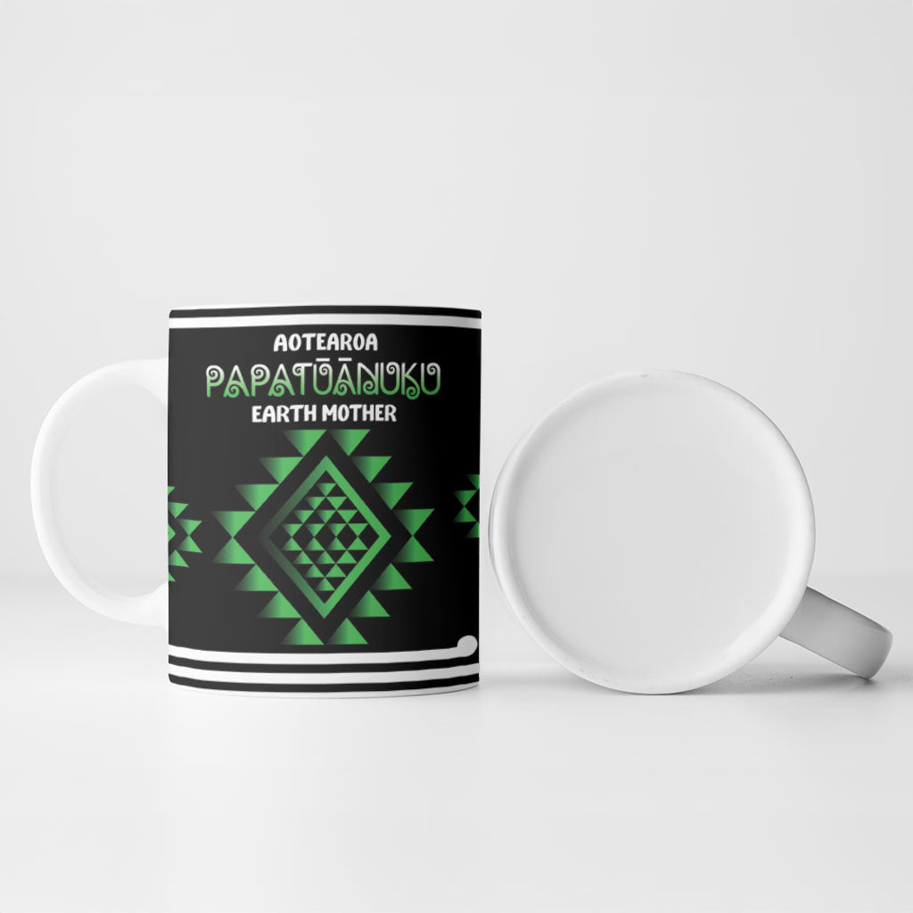 Aotearoa Atua Papatuanuku Personalised Ceramic Mug Maori Earth Mother Taniko Motifs LT14 - Polynesian Pride