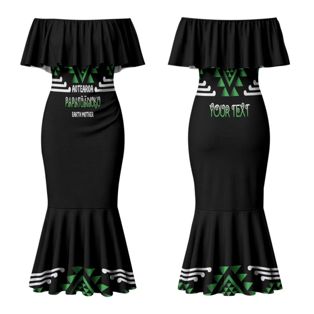 Aotearoa Atua Papatuanuku Personalised Couples Matching Mermaid Dress and Hawaiian Shirt Maori Earth Mother Taniko Motifs LT14 - Polynesian Pride