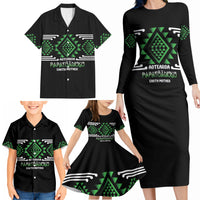 Aotearoa Atua Papatuanuku Personalised Family Matching Long Sleeve Bodycon Dress and Hawaiian Shirt Maori Earth Mother Taniko Motifs LT14 - Polynesian Pride
