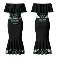 Aotearoa Atua Papatuanuku Personalised Family Matching Mermaid Dress and Hawaiian Shirt Maori Earth Mother Taniko Motifs LT14 Mom's Dress Green - Polynesian Pride