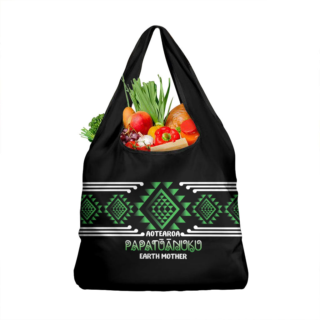 Aotearoa Atua Papatuanuku Grocery Bag Maori Earth Mother Taniko Motifs LT14 1-pack One Size Green - Polynesian Pride
