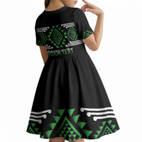 Aotearoa Atua Papatuanuku Personalised Kid Short Sleeve Dress Maori Earth Mother Taniko Motifs LT14 - Polynesian Pride