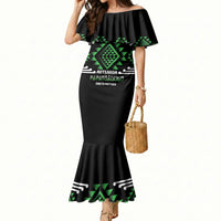 Aotearoa Atua Papatuanuku Personalised Mermaid Dress Maori Earth Mother Taniko Motifs LT14 Women Green - Polynesian Pride