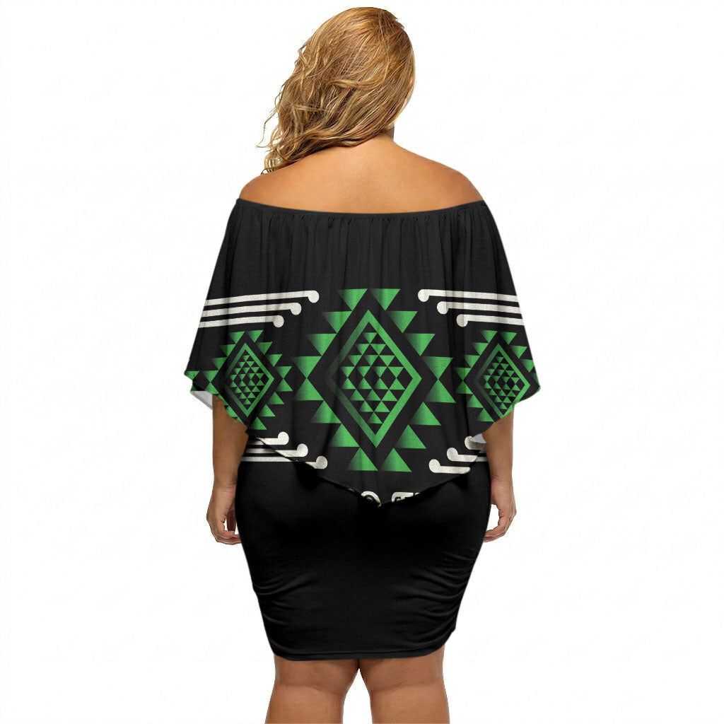 Aotearoa Atua Papatuanuku Personalised Off Shoulder Short Dress Maori Earth Mother Taniko Motifs LT14 - Polynesian Pride