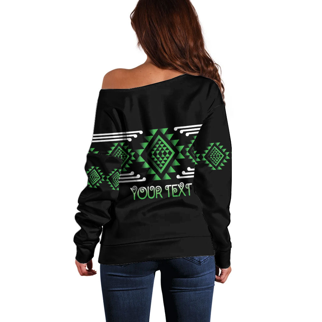 Aotearoa Atua Papatuanuku Personalised Off Shoulder Sweater Maori Earth Mother Taniko Motifs LT14 - Polynesian Pride
