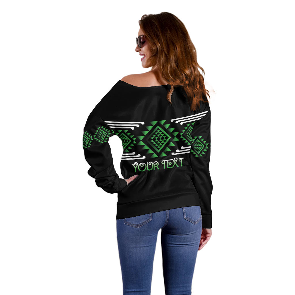 Aotearoa Atua Papatuanuku Personalised Off Shoulder Sweater Maori Earth Mother Taniko Motifs LT14 - Polynesian Pride