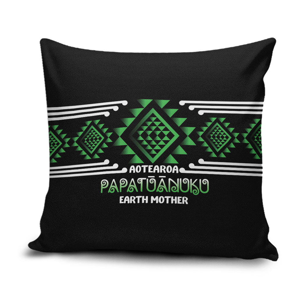 Aotearoa Atua Papatuanuku Pillow Cover Maori Earth Mother Taniko Motifs LT14 Green - Polynesian Pride