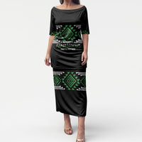 Aotearoa Atua Papatuanuku Personalised Puletasi Maori Earth Mother Taniko Motifs LT14 Long Dress Green - Polynesian Pride