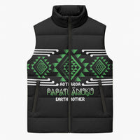 Aotearoa Atua Papatuanuku Personalised Sleeveless Puffer Jacket Maori Earth Mother Taniko Motifs LT14 Unisex Green - Polynesian Pride