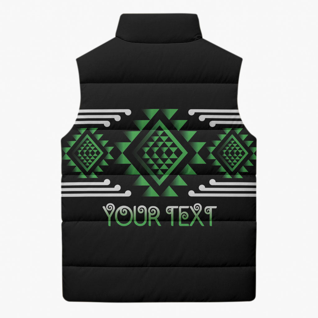 Aotearoa Atua Papatuanuku Personalised Sleeveless Puffer Jacket Maori Earth Mother Taniko Motifs LT14 - Polynesian Pride