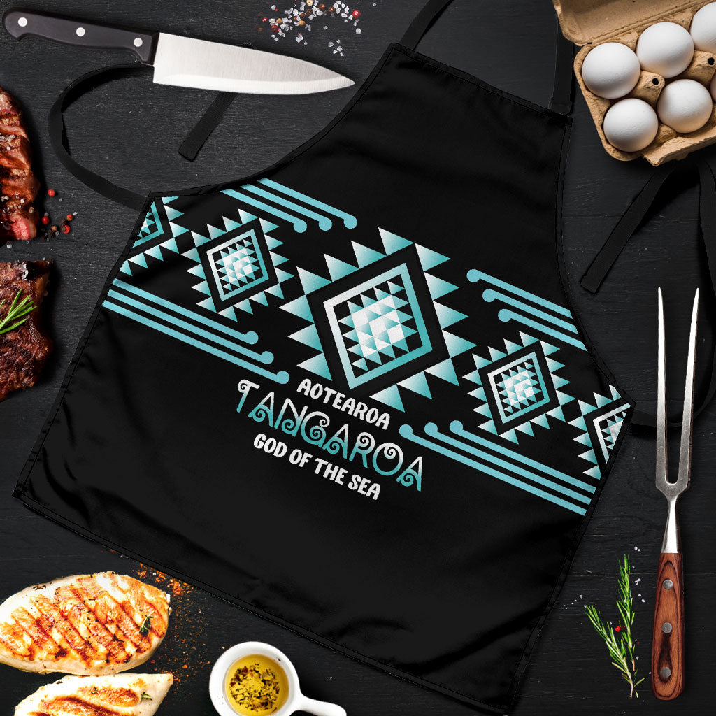 Aotearoa Atua Tangaroa Apron Maori God Of The Sea Taniko Motifs LT14 Turquoise - Polynesian Pride